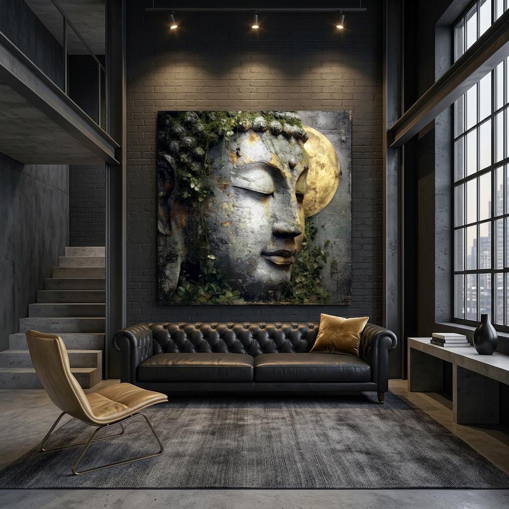 Serenity Buddha Brushed Aluminum Print - Modern Zen Art, Brushed Metal Wall Decor, Minimalist Meditation Gift