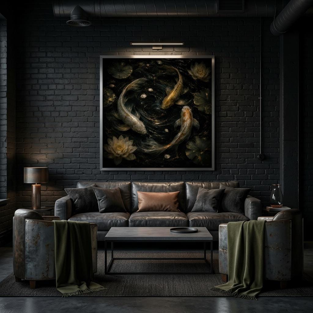 Flow Koi Movement Art Aluminum Print - Modern Abstract Wall Art, Unique Home Decor Gift