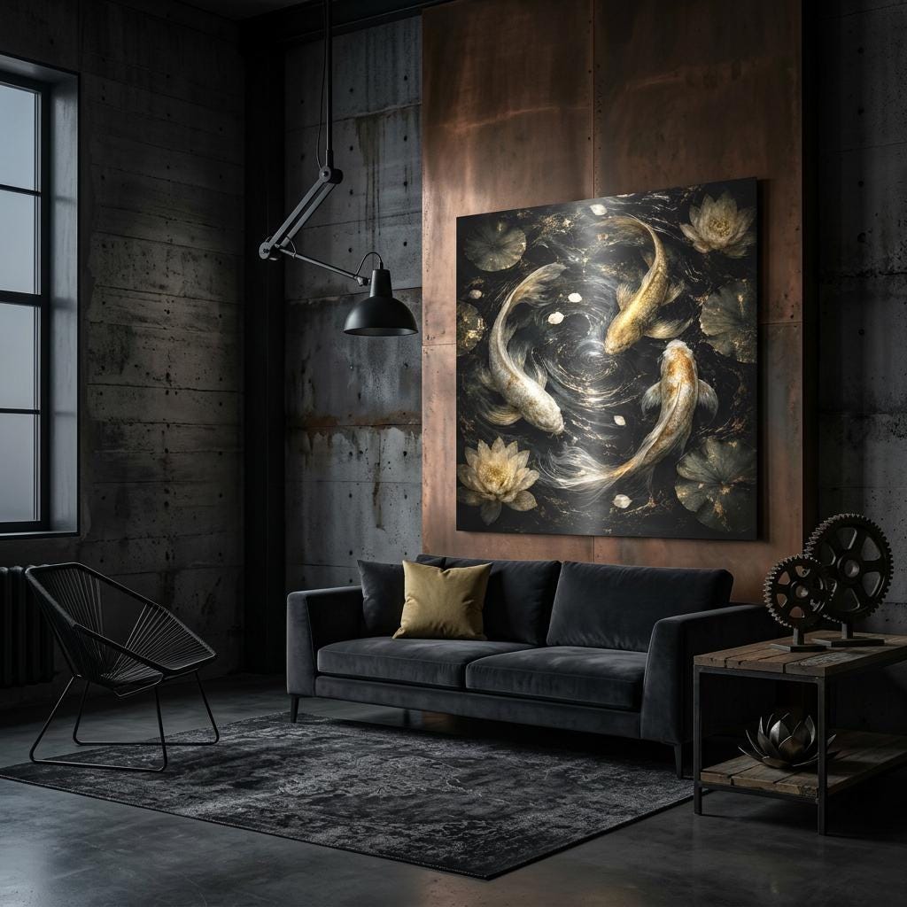 Flow Koi Movement Art Aluminum Print - Modern Abstract Wall Art, Unique Home Decor Gift