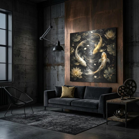 Flow Koi Movement Art Aluminum Print - Modern Abstract Wall Art, Unique Home Decor Gift