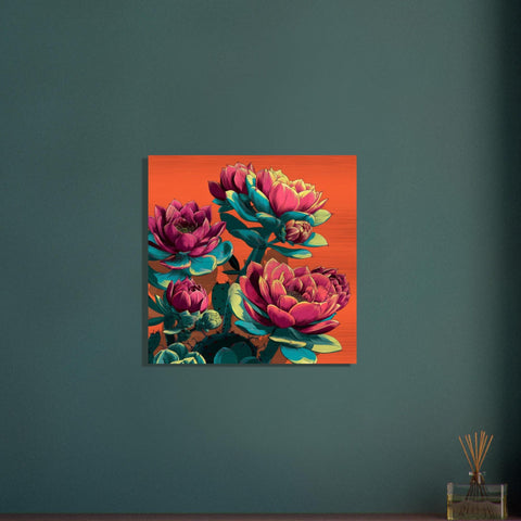 Blooming Succulent - Pop Art Succulent Aluminum Print | Vibrant Desert Bloom Wall Art | Modern Home Decor Gift