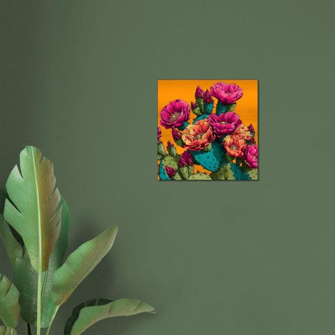 Radiant Prickly Pear - Brushed Aluminum Print | Bold Cactus Pop Art | Contemporary Metal Wall Art | Modern Home Decor Gift