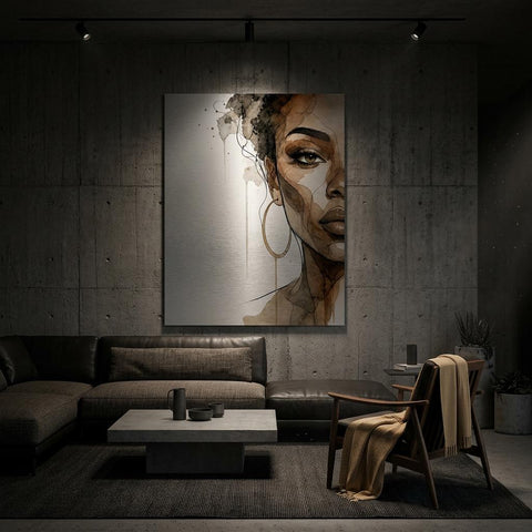 Unshaken Grace - Aluminum Print | Woman Portrait | Watercolor Art | Modern Home Decor | Textured Metallic Wall Art Gift