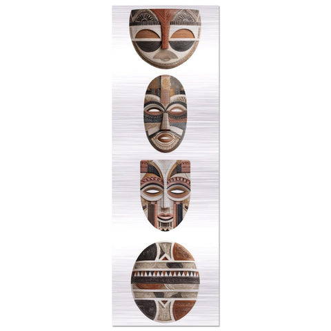 Yoruba Shield I Metal Wall Art, Brushed Aluminum Abstract Decor, African Inspired Minimalist Wall Hanging, Modern Heritage Home Gift
