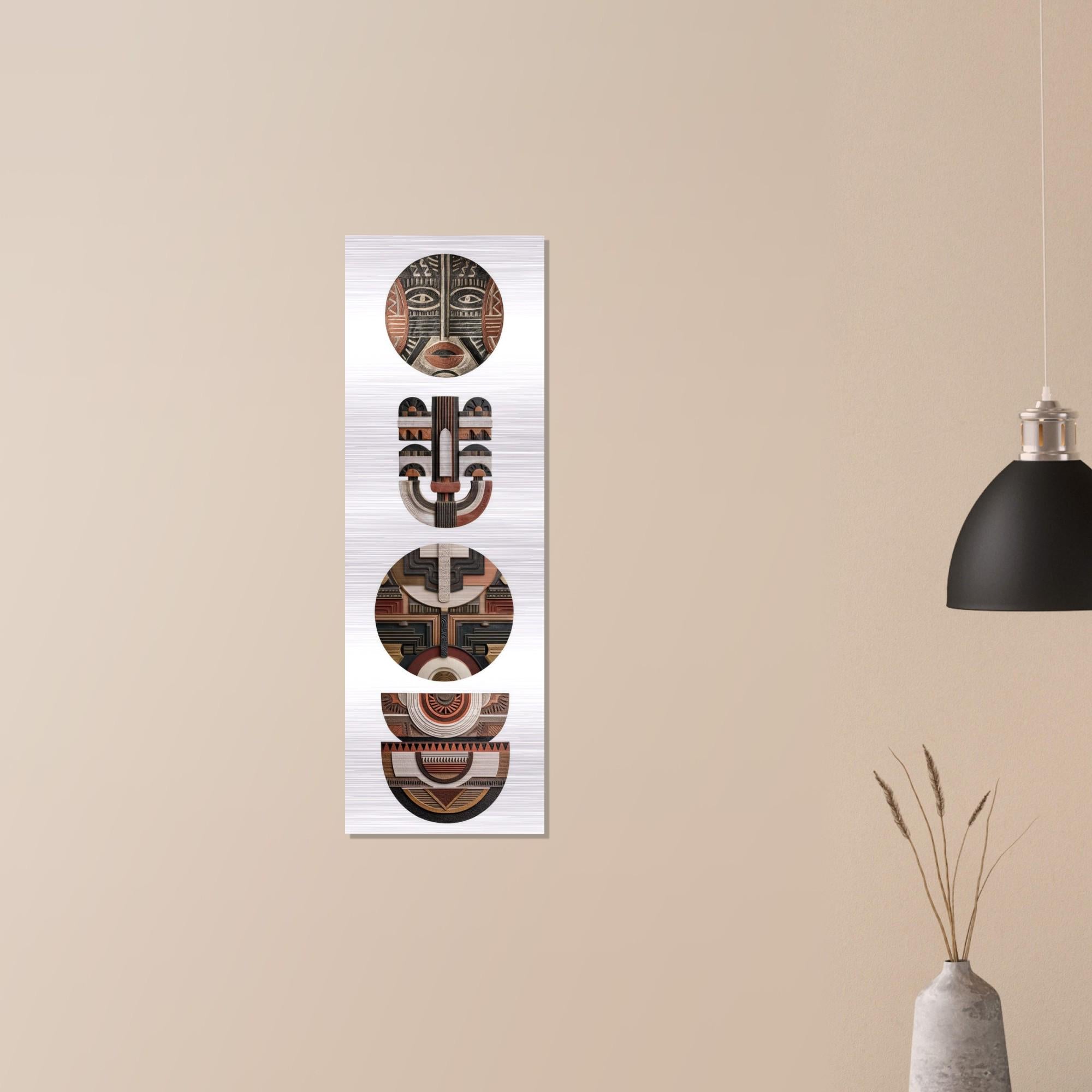 Yoruba Shield II Aluminum Print - African Heritage Wall Art, Modern Abstract Metal Decor, Terracotta Home Decor, Gift for Art Lovers