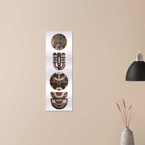 Yoruba Shield II Aluminum Print - African Heritage Wall Art, Modern Abstract Metal Decor, Terracotta Home Decor, Gift for Art Lovers