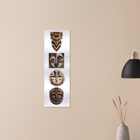 Yoruba Shield III Brushed Aluminum Print - Geometric African Wall Art, Modern Industrial Contemporary Cultural Symbolism, Metal Wall