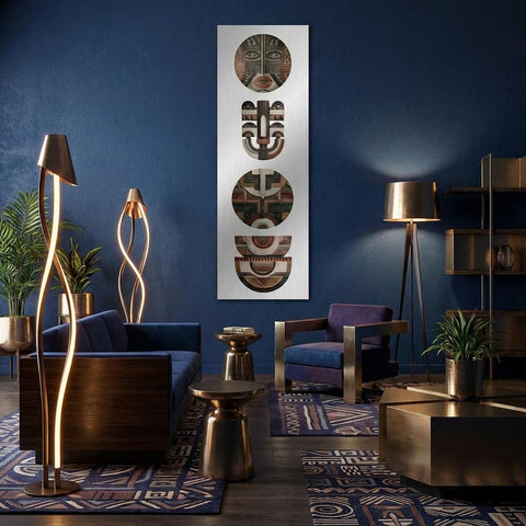 Yoruba Shield II Aluminum Print - African Heritage Wall Art, Modern Abstract Metal Decor, Terracotta Home Decor, Gift for Art Lovers