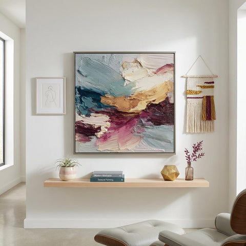 Blushway - Clash of Echoes - Textured Illusion Abstract Wall Art | Coastal Serene Modern Decor | Clash of Echoes Series