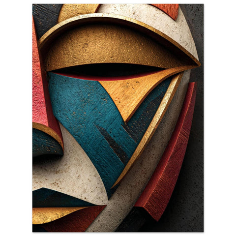 Okan Gold Metal Wall Art, Modern Yoruba Mask Aluminum Print, African Inspired Decor, Contemporary Minimalist Wall Decor, Gold Metal Art