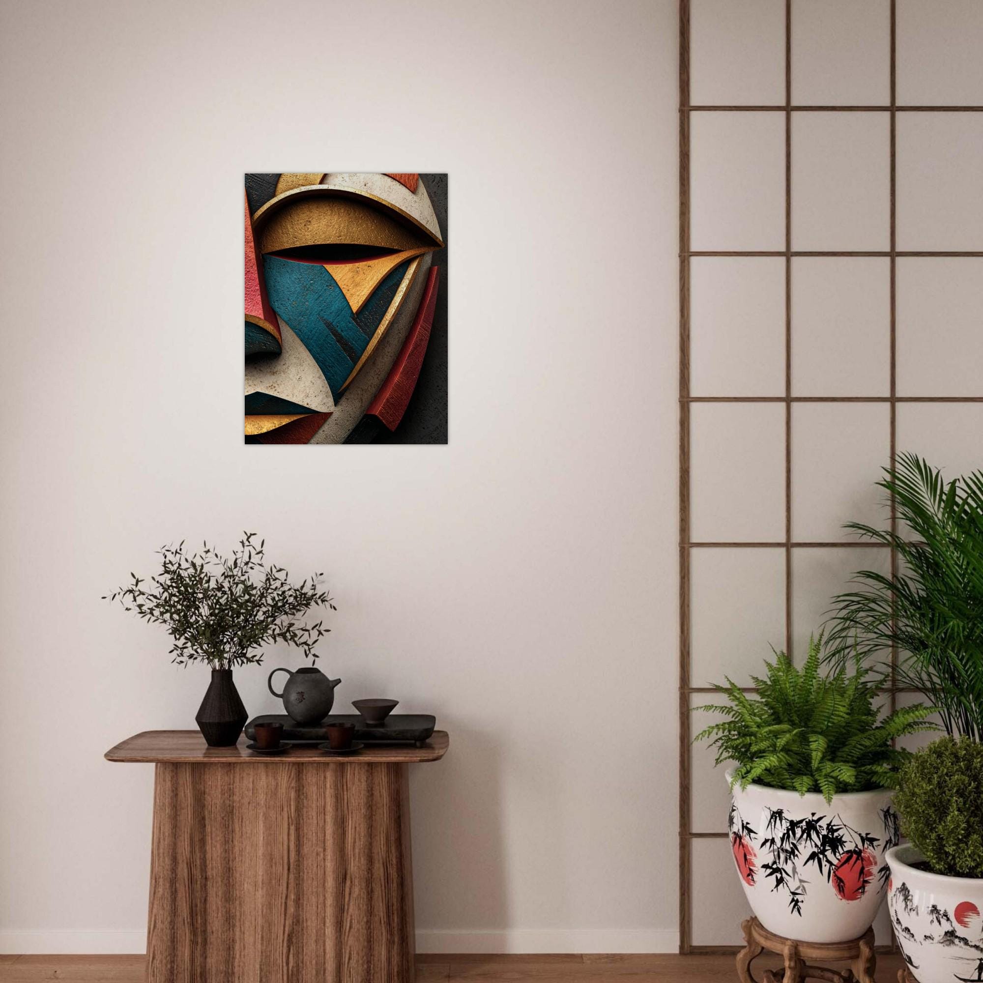 Okan Gold Metal Wall Art, Modern Yoruba Mask Aluminum Print, African Inspired Decor, Contemporary Minimalist Wall Decor, Gold Metal Art