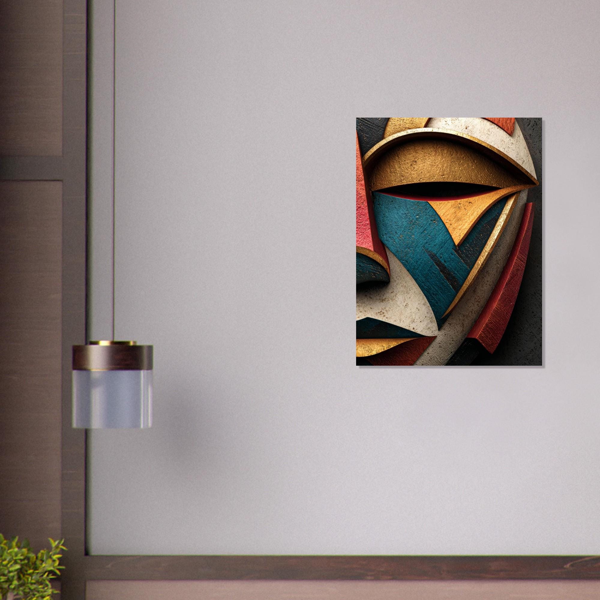 Okan Gold Metal Wall Art, Modern Yoruba Mask Aluminum Print, African Inspired Decor, Contemporary Minimalist Wall Decor, Gold Metal Art