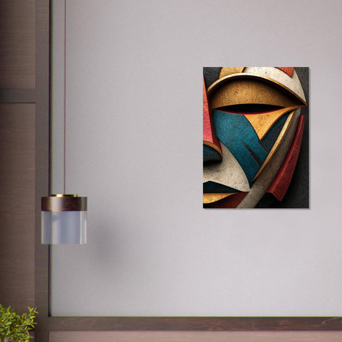 Okan Gold Metal Wall Art, Modern Yoruba Mask Aluminum Print, African Inspired Decor, Contemporary Minimalist Wall Decor, Gold Metal Art