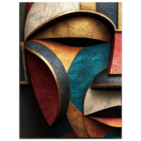 Oro Aye Yoruba Mask Aluminum Print - Modern African Art Wall Decor - Geometric Minimalist Metal Wall Art - Cultural Gift for Home Office
