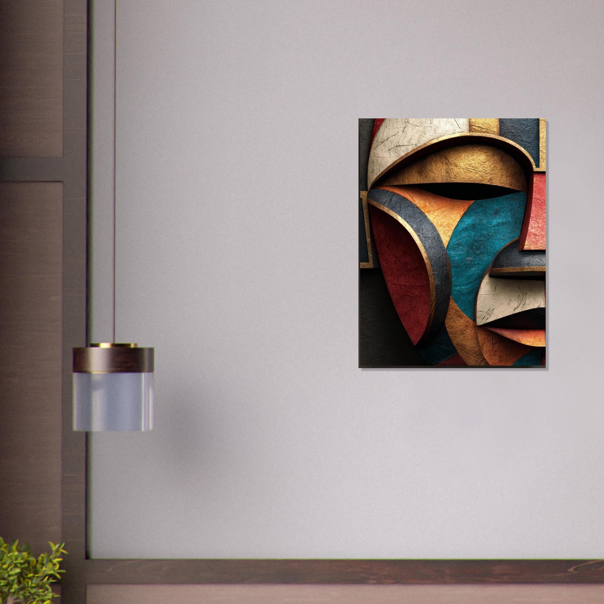 Oro Aye Yoruba Mask Aluminum Print - Modern African Art Wall Decor - Geometric Minimalist Metal Wall Art - Cultural Gift for Home Office