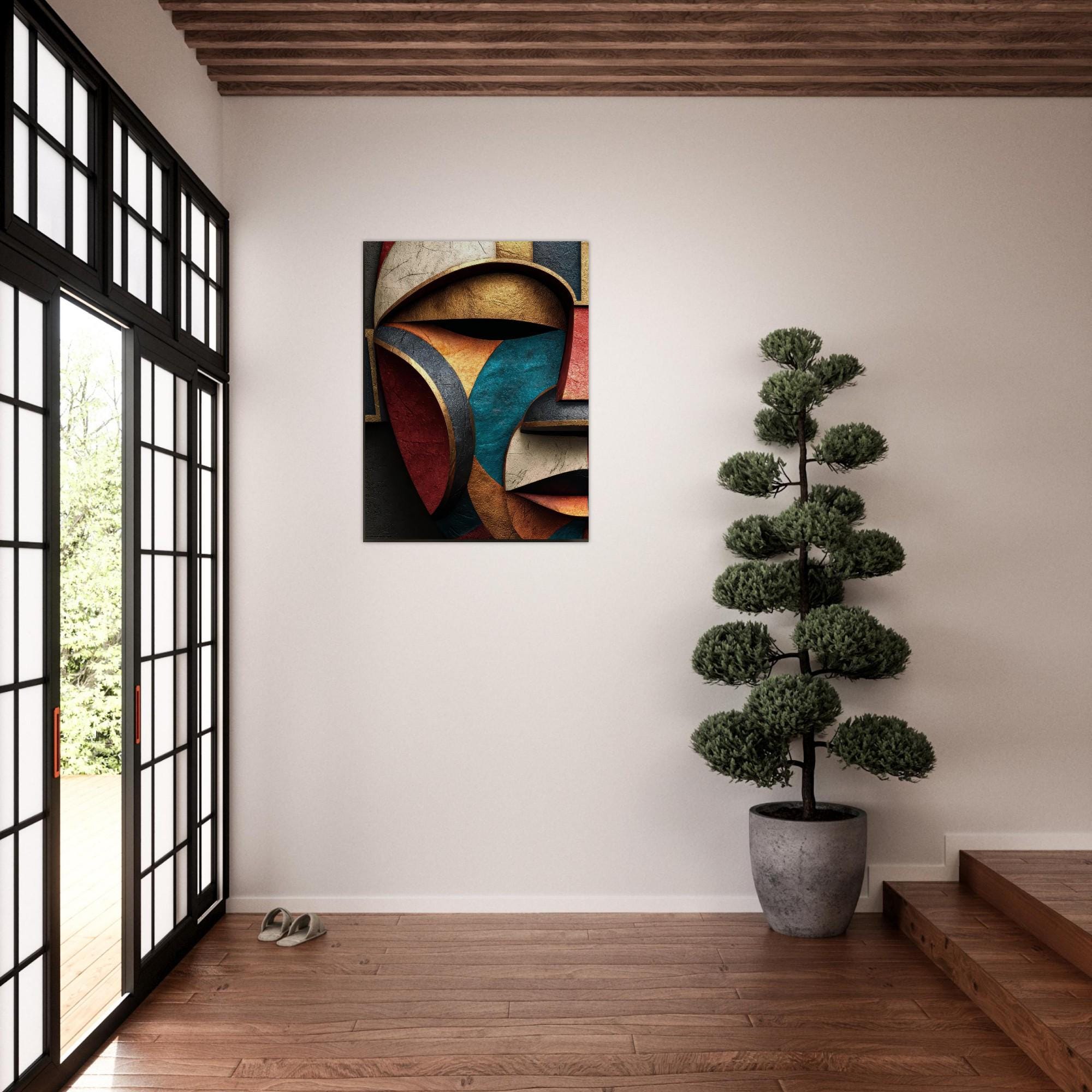 Oro Aye Yoruba Mask Aluminum Print - Modern African Art Wall Decor - Geometric Minimalist Metal Wall Art - Cultural Gift for Home Office
