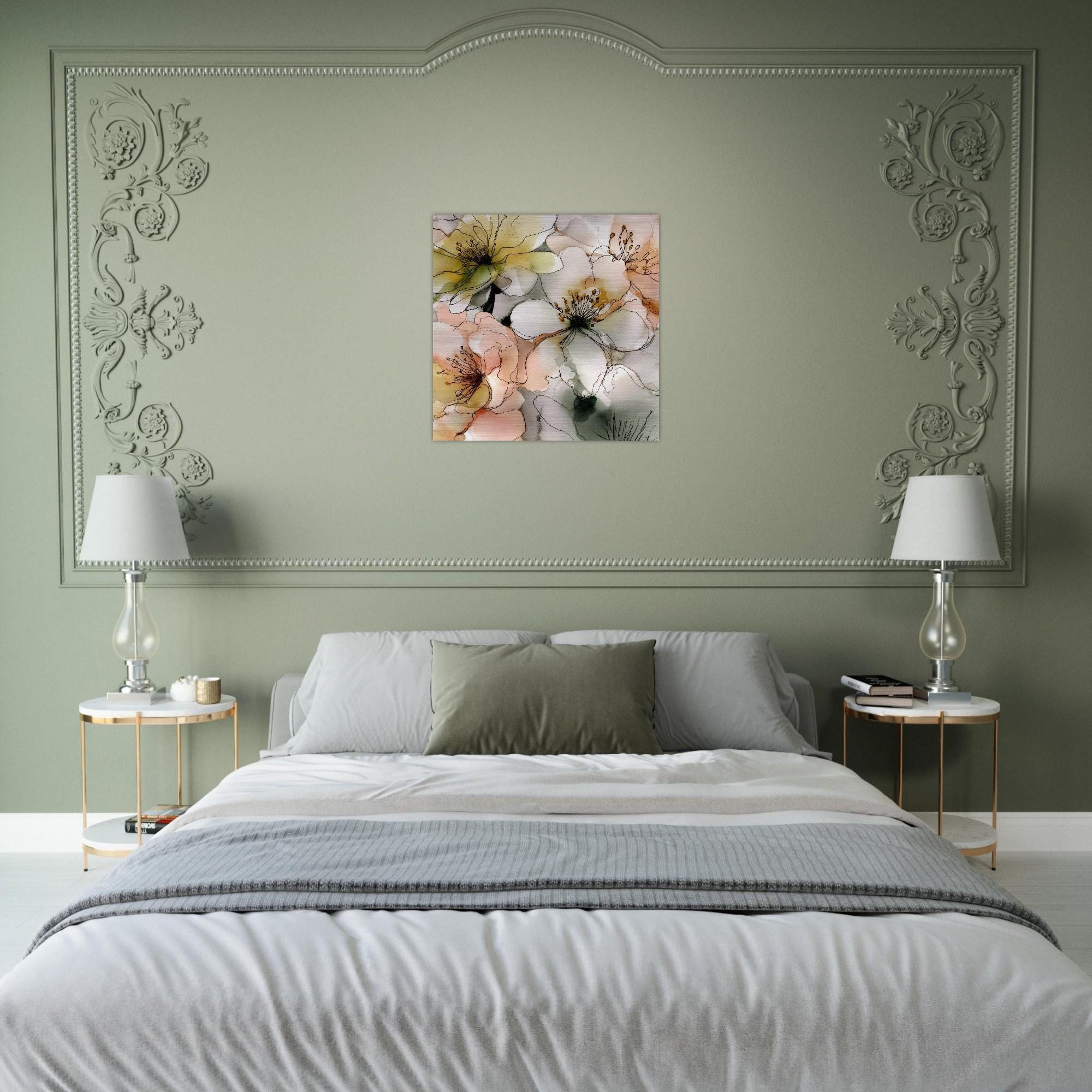 Bright Veil Brushed Aluminum Print - Serene Floral Art | Modern Metallic Wall Decor | Elegant Home Accent