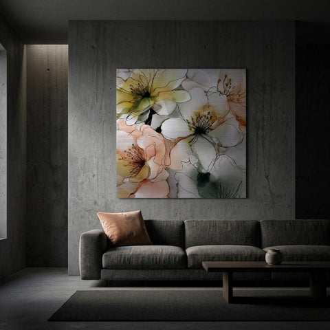 Bright Veil Brushed Aluminum Print - Serene Floral Art | Modern Metallic Wall Decor | Elegant Home Accent