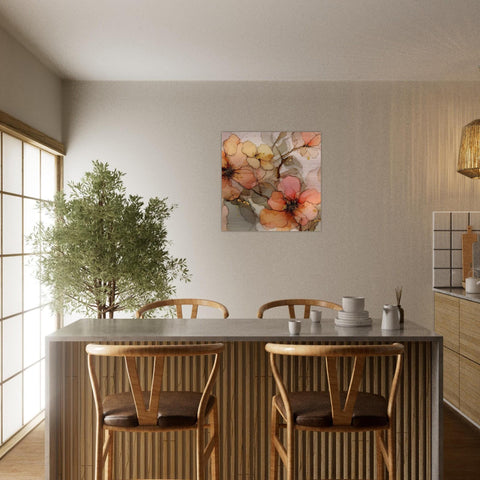 Twilight Glow Brushed Aluminum Print | Modern Abstract Wall Art | Serene Amber & Rose Art | Industrial Home Decor Gift