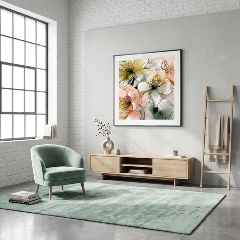 Bright Veil Brushed Aluminum Print - Serene Floral Art | Modern Metallic Wall Decor | Elegant Home Accent