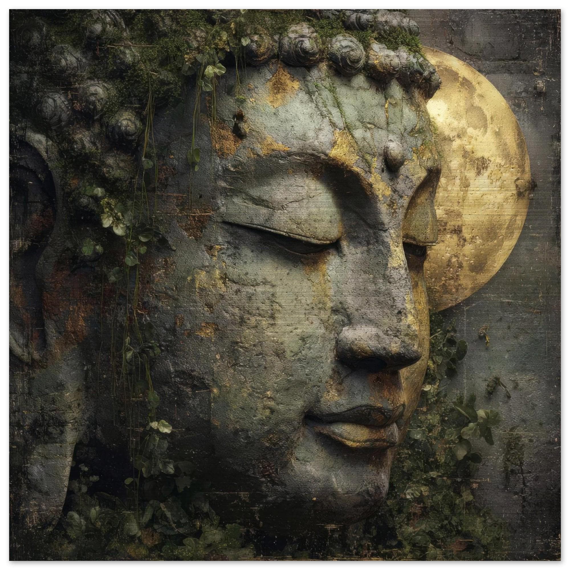 Serenity Buddha Brushed Aluminum Print - Modern Zen Art, Brushed Metal Wall Decor, Minimalist Meditation Gift