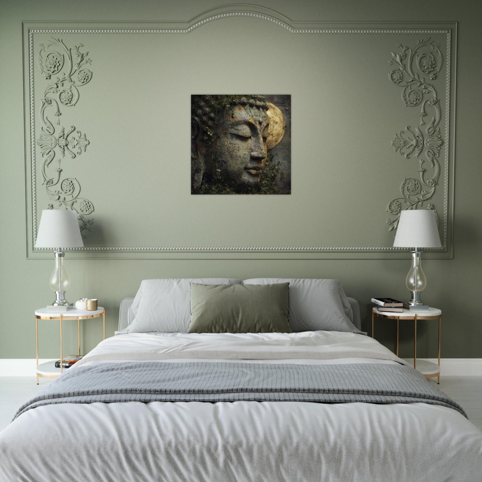 Serenity Buddha Brushed Aluminum Print - Modern Zen Art, Brushed Metal Wall Decor, Minimalist Meditation Gift