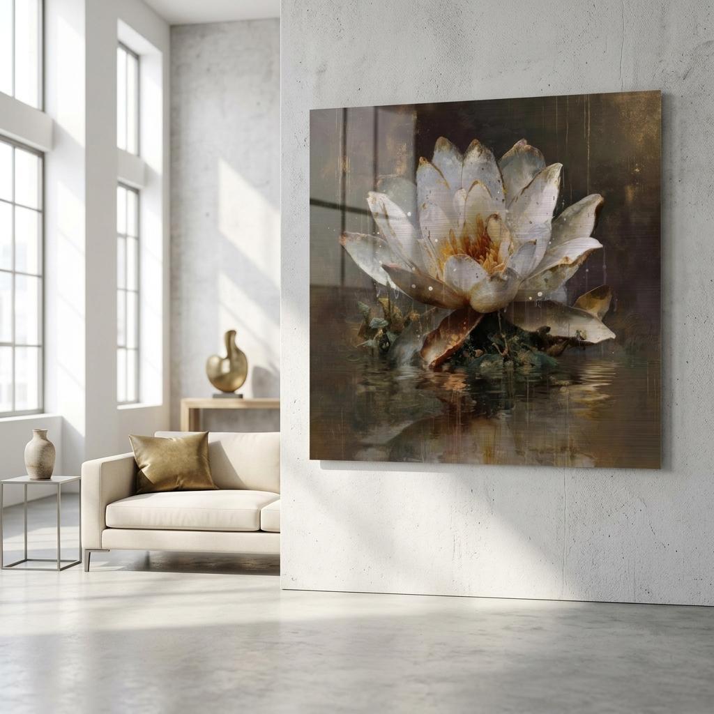Awakening Lotus Brushed Aluminum Print | Zen Wall Art | Renewal Symbol Gift | Modern Home Decor