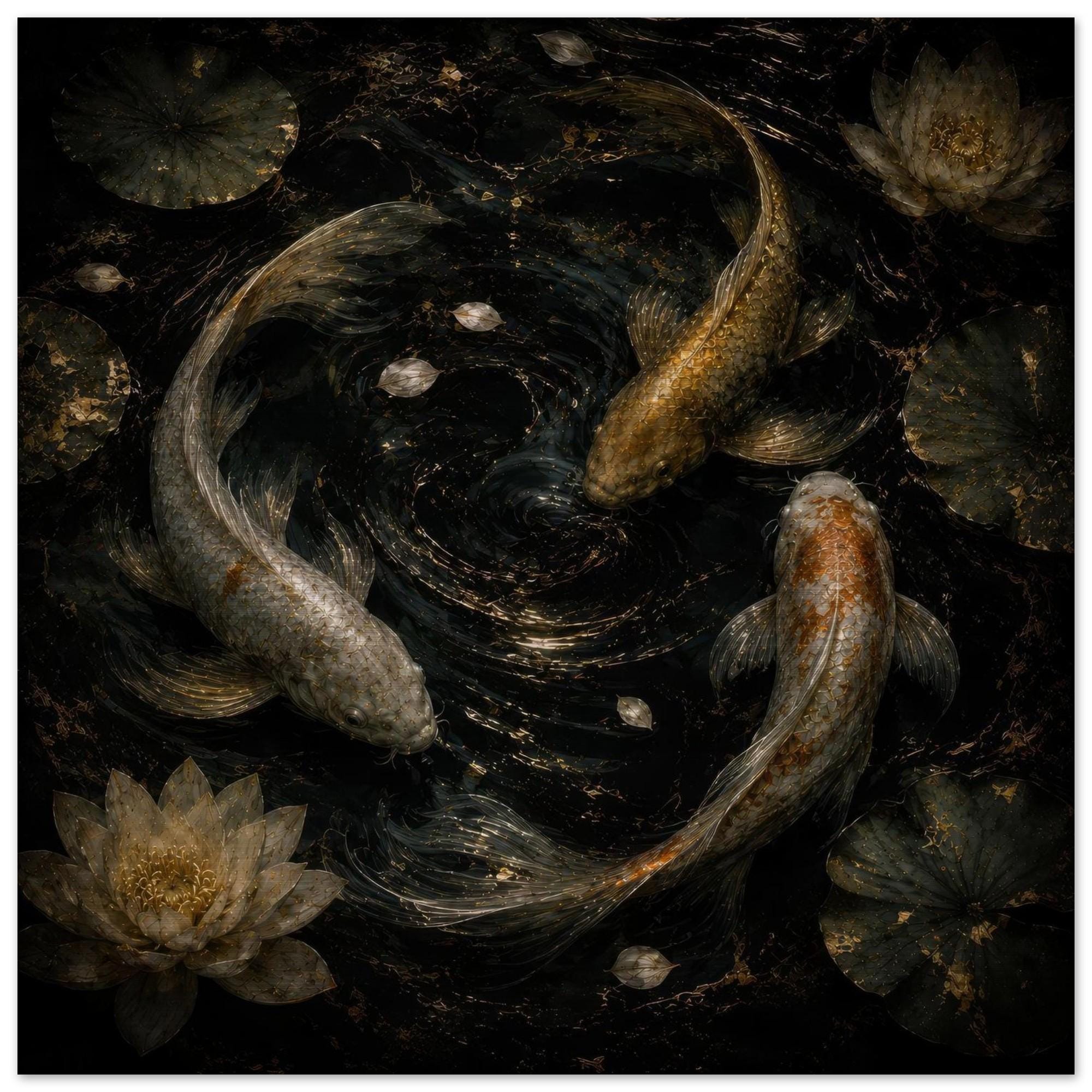 Flow Koi Movement Art Aluminum Print - Modern Abstract Wall Art, Unique Home Decor Gift