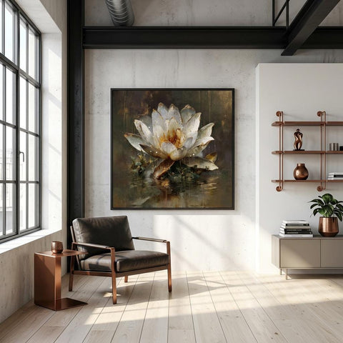 Awakening Lotus Brushed Aluminum Print | Zen Wall Art | Renewal Symbol Gift | Modern Home Decor