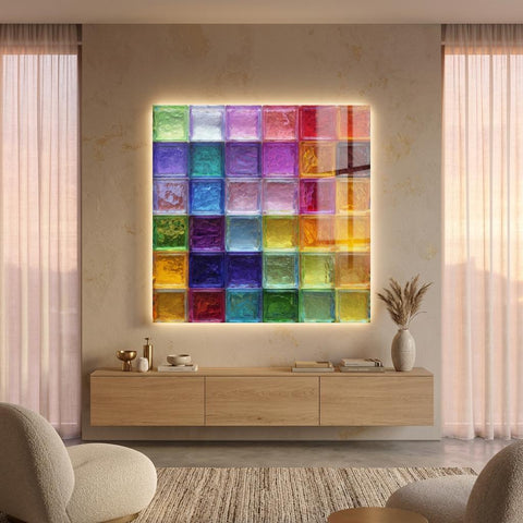 Prism Block Acrylic Print - Modern Geometric Wall Art - Vibrant Mosaic Light Decor - Contemporary Abstract Gift for Home or Office