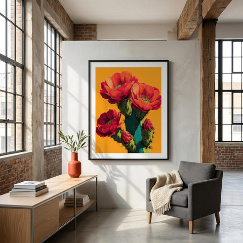 Desert Saguaro - Brushed Aluminum Print | Pop Art Cactus Wall Art | Vibrant Boho Desert Decor | Modern Statement Piece