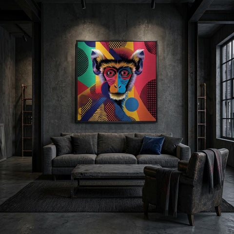 Serengeti Vervet Monkey Aluminum Print | Afro-Pop Art Wildlife | Bold Neon Colors | Modern African Decor Gift