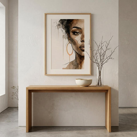 Unshaken Grace - Aluminum Print | Woman Portrait | Watercolor Art | Modern Home Decor | Textured Metallic Wall Art Gift