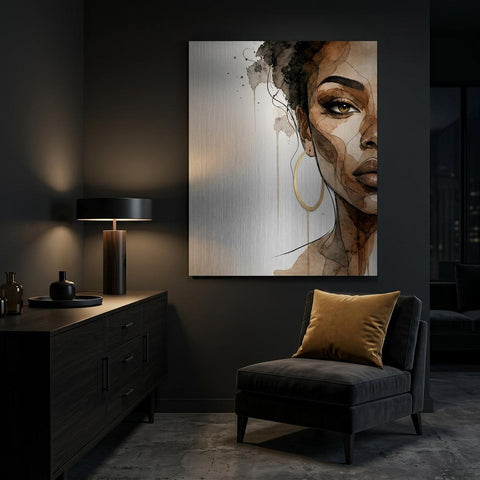 Unshaken Grace - Aluminum Print | Woman Portrait | Watercolor Art | Modern Home Decor | Textured Metallic Wall Art Gift