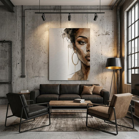 Unshaken Grace - Aluminum Print | Woman Portrait | Watercolor Art | Modern Home Decor | Textured Metallic Wall Art Gift