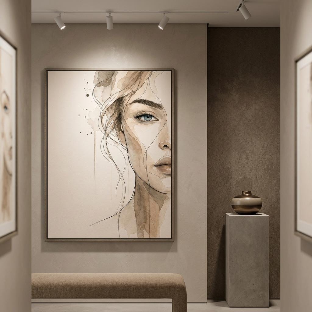 Still Whisper - Aluminum Print - Ethereal Woman Portrait, Modern Wall Art, Minimalist Home Decor, Unique Metallic Finish