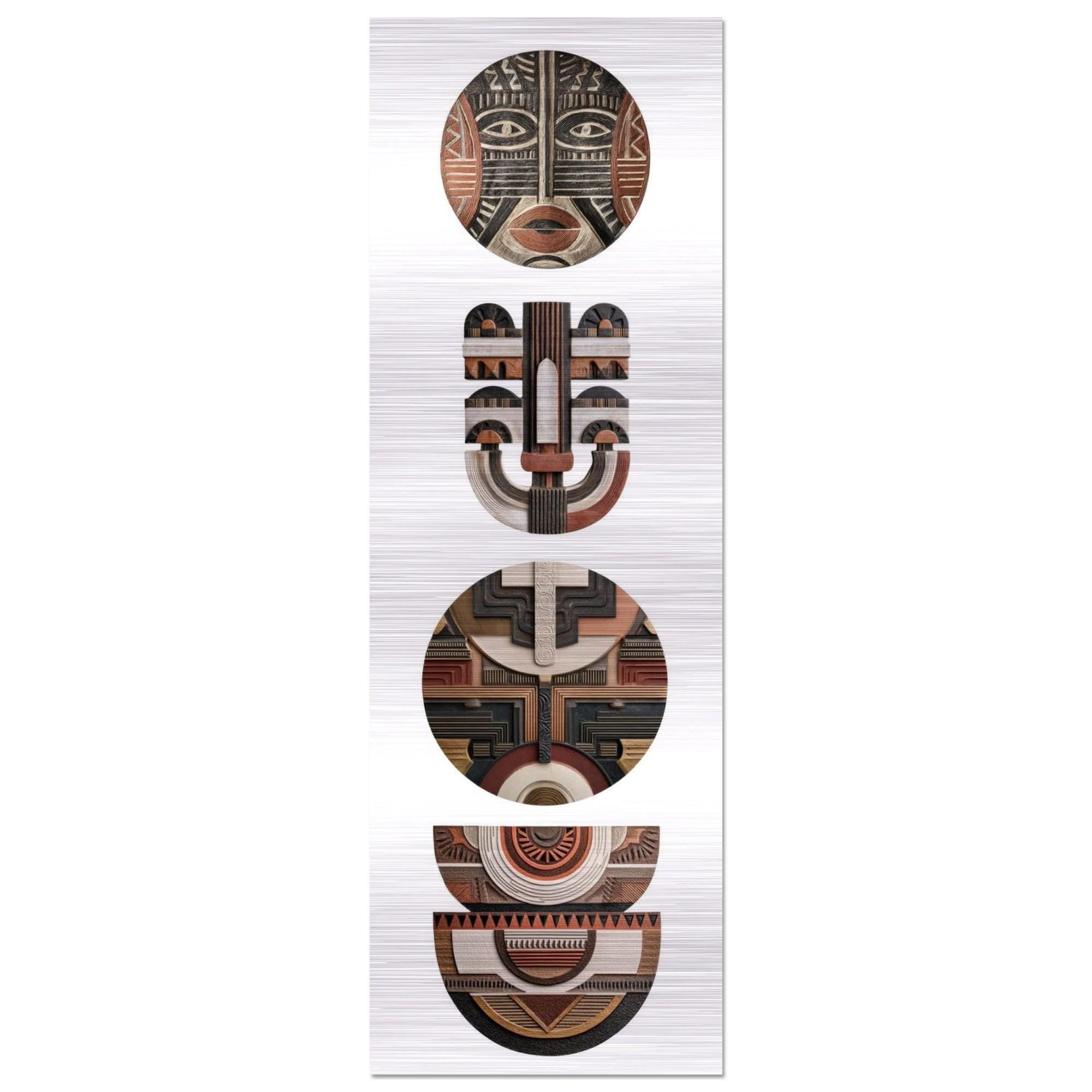 Yoruba Shield II Aluminum Print - African Heritage Wall Art, Modern Abstract Metal Decor, Terracotta Home Decor, Gift for Art Lovers