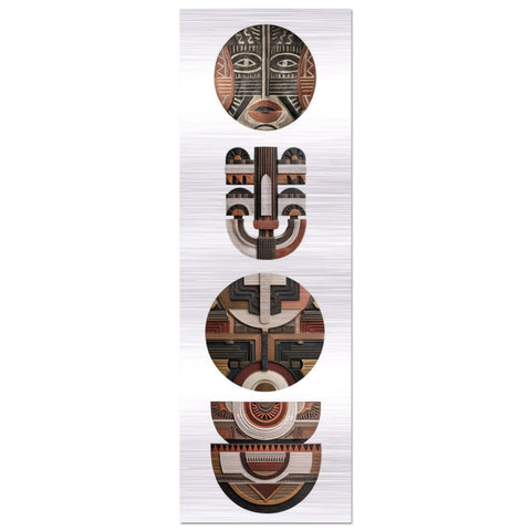 Yoruba Shield II Aluminum Print - African Heritage Wall Art, Modern Abstract Metal Decor, Terracotta Home Decor, Gift for Art Lovers