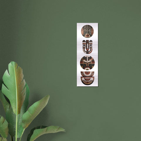 Yoruba Shield II Aluminum Print - African Heritage Wall Art, Modern Abstract Metal Decor, Terracotta Home Decor, Gift for Art Lovers