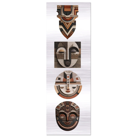 Yoruba Shield III Brushed Aluminum Print - Geometric African Wall Art, Modern Industrial Contemporary Cultural Symbolism, Metal Wall