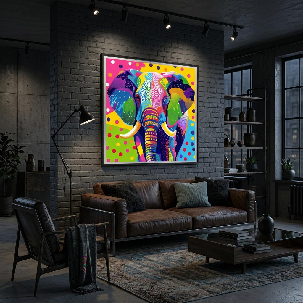 Serengeti Elephant Aluminum Print | Vibrant Afro-Pop Geometric Wall Art | Modern Metallic Home Decor | Unique African Wildlife Art Gift