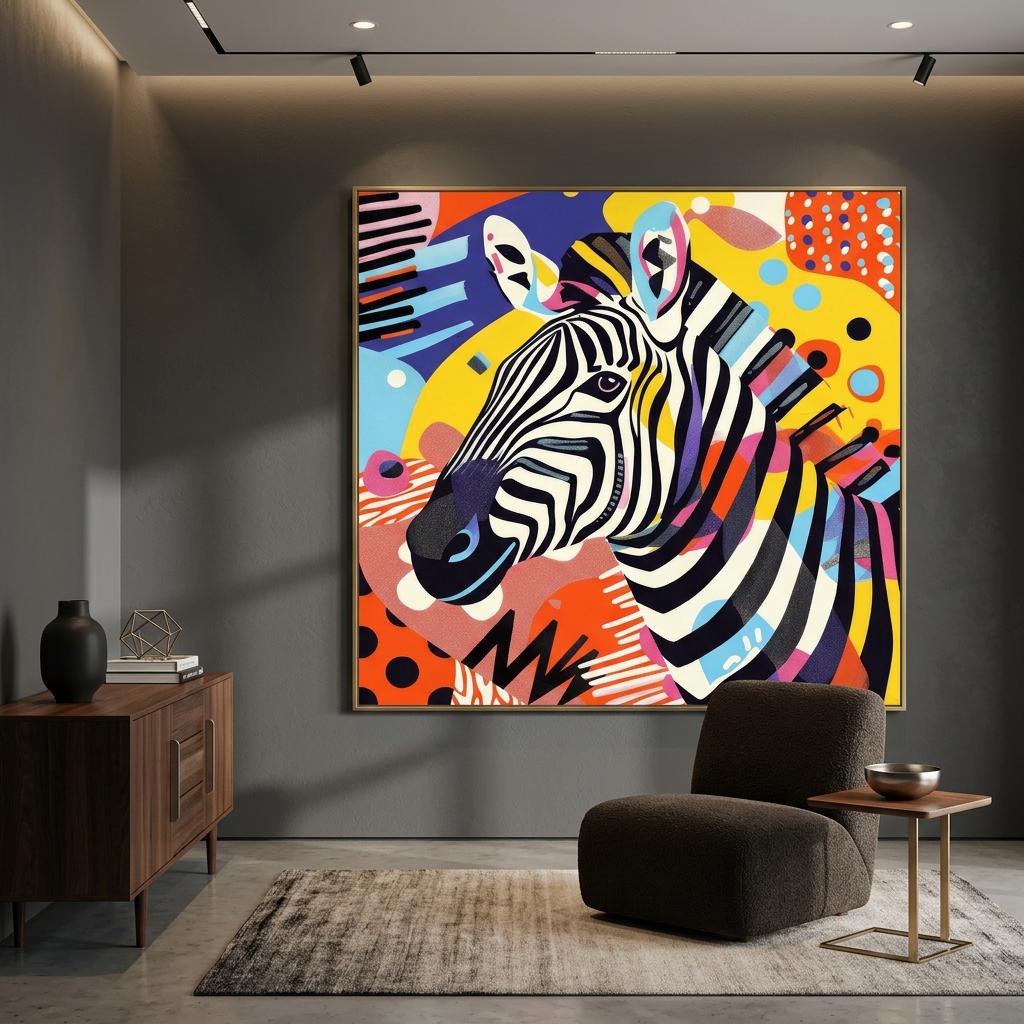 Serengeti Zebra Afro-Pop Art Aluminum Print | Bold Neon Wildlife Decor | Modern African Gift | Brushed Silver Finish