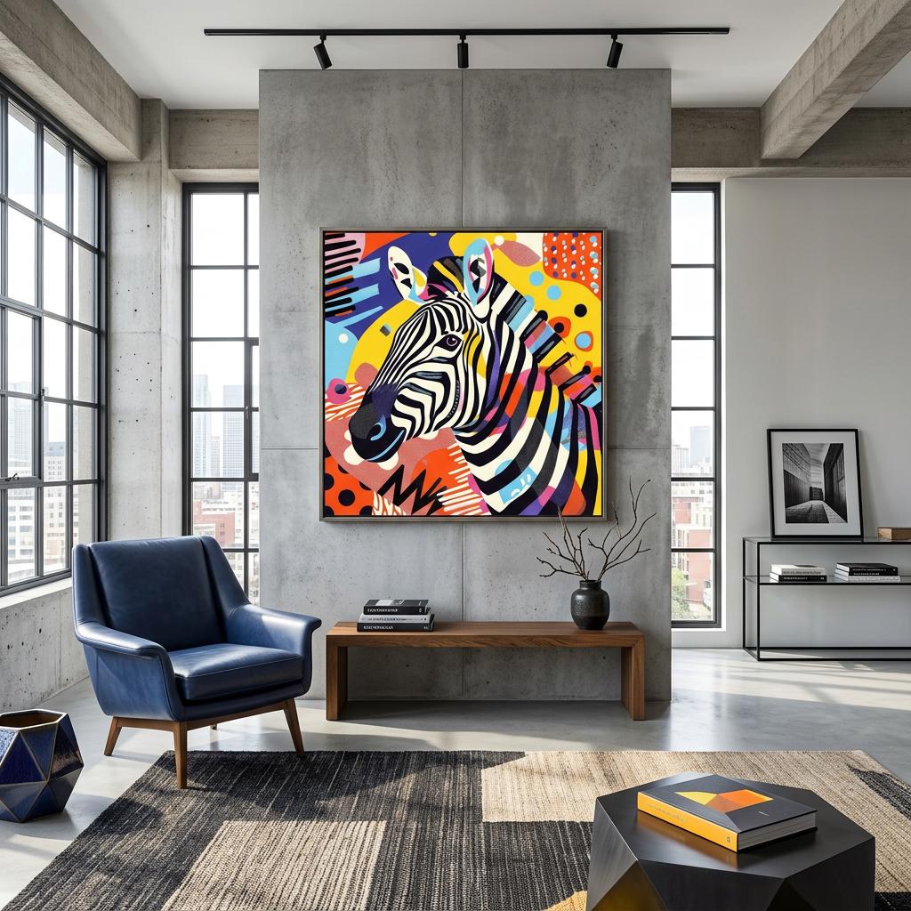 Serengeti Zebra Afro-Pop Art Aluminum Print | Bold Neon Wildlife Decor | Modern African Gift | Brushed Silver Finish