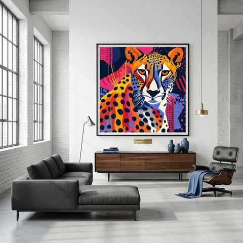 Serengeti Cheetah Afro-Pop Art Aluminum Print | Bold Neon Wildlife | Modern African Decor Gift | Unique Wall Art