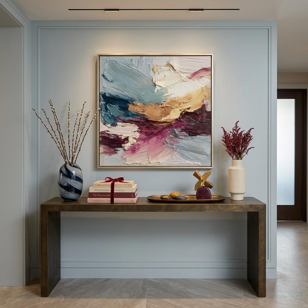 Blushway - Clash of Echoes - Textured Illusion Abstract Wall Art | Coastal Serene Modern Decor | Clash of Echoes Series