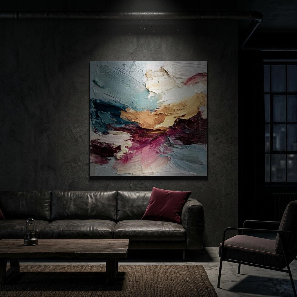 Blushway - Clash of Echoes - Textured Illusion Abstract Wall Art | Coastal Serene Modern Decor | Clash of Echoes Series