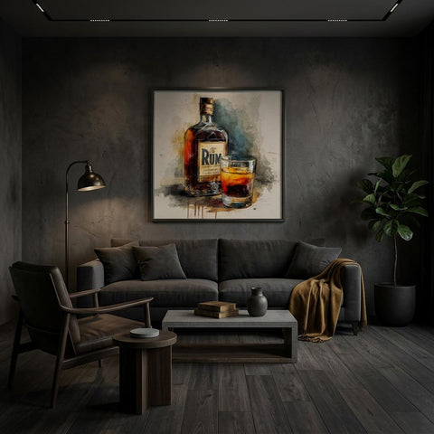 Rum Ember - A Spirited Collection Brushed Aluminum Art Print | Vintage Bar Decor | Watercolor Style | Modern Industrial Art