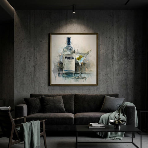 Vodka Chill - A Spirited Collection Brushed Aluminum Art Print - Modern Bar Cart Decor, Watercolor Style, Unique Metallic Wall Art Gift