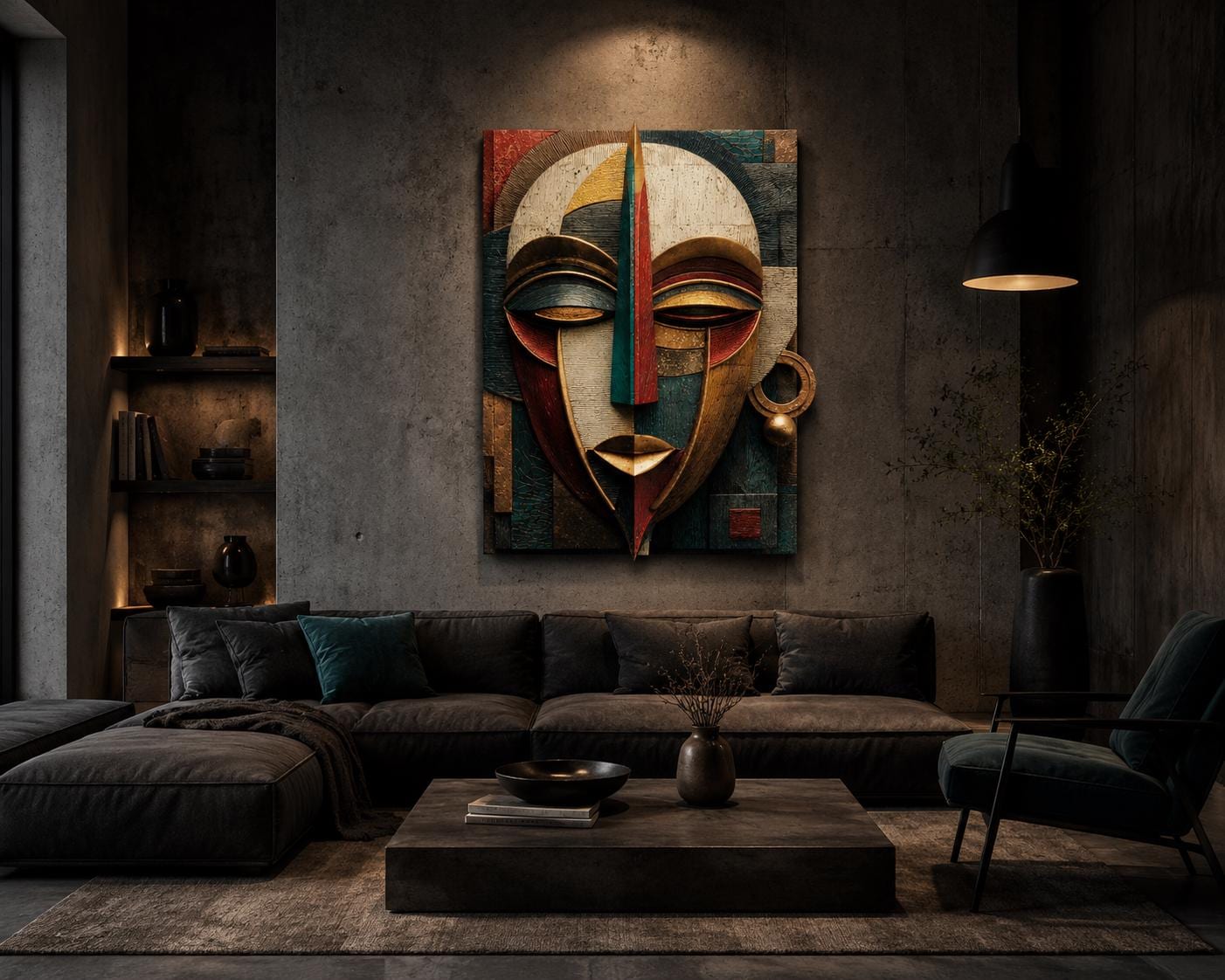Ayo Rise Aluminum Print - Modern Yoruba Mask Wall Art, Minimalist African Decor, Joyful Spiritual Home Decor, Metallic Geometric Art Piece
