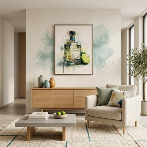 Tequila & Lime - A Spirited Collection Brushed Aluminum Art Print | Modern Bar Decor | Watercolor Cocktail Art | Unique Home Gift